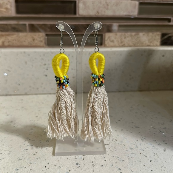 Fashion Earrings Yellow and Multicolor Beads NEW! - Picture 1 of 4